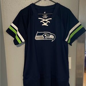 Fanatics Navy and Green Seattle Seahawks Lace-Up Tee